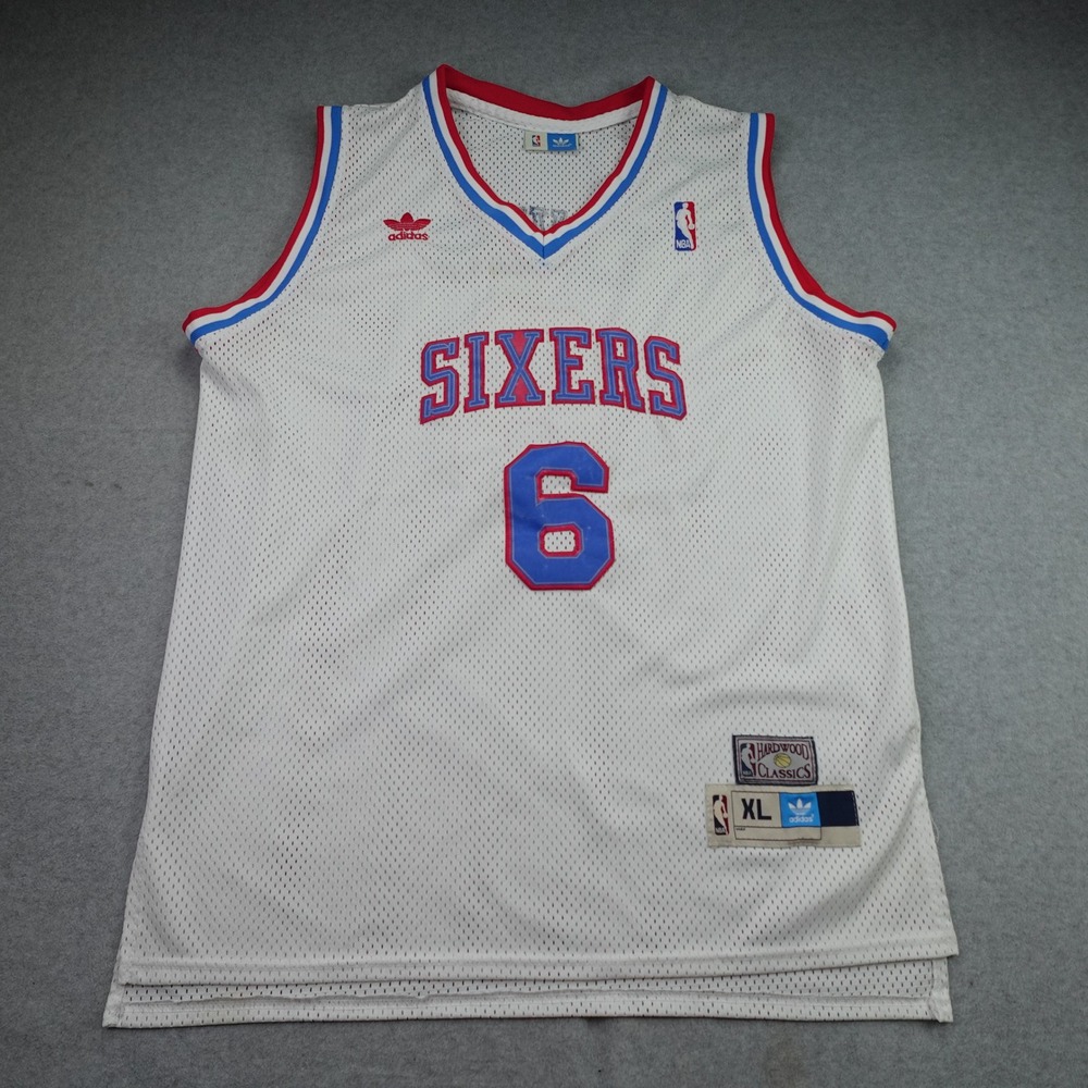 Julius Erving Philadelphia 76ers Jersey XL White Hardwood Classics NBA Adidas
